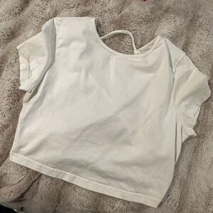 White tee with open back